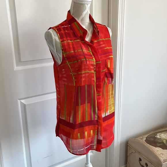 W118 by Walter Baker sheer print button down blouse size small - Picture 2 of 3